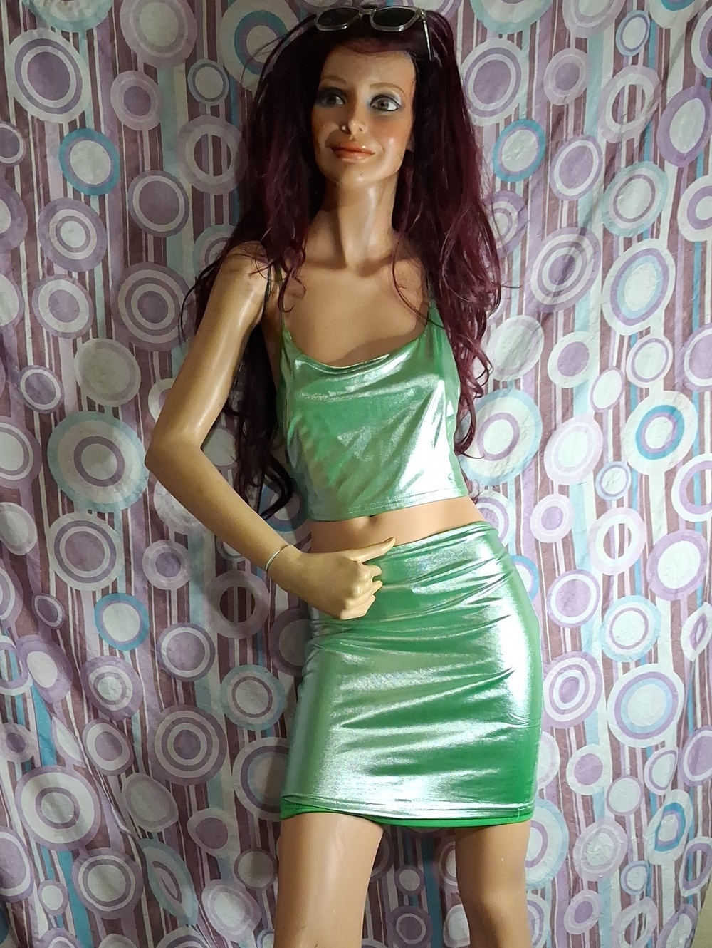 Windsor 2pc Shimmmering Irridescent Green Skirt Set